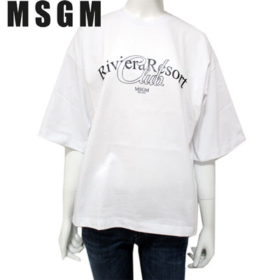 美品✨️ エムエスジーエム MSGM ロゴプリント 半袖ニット リブ編み 総ロゴ MSGM エムエスジーエム Tシャツ 2841MDM74 207298 レディース