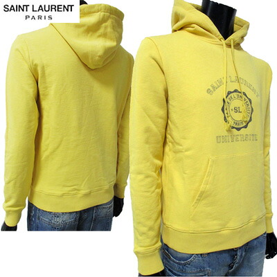 サンローランパリ SAINT LAURENT PARIS メンズ トップス パーカー ロゴ ヴィンテージ加工SAINT LAURENTロゴ入りパーカー 黄色 イエロー 551700 YBBC2 7266 91S (R89640)【送料無料】【smtb-TK】｜ガッツ ブランドショップ