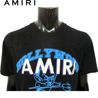 AMIRI - AMIRI アミリ メンズ半袖Tシャツ ダメージ風プリント ブラック