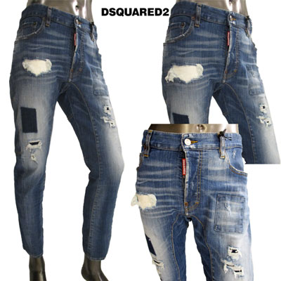 ディースクエアード DSQUARED2 メンズ パンツ ボトムス デニム ロゴ ロゴ刻印ボタン・ロゴタグ付きウォッシュクラッシュ加工デニムパンツ ブルー LB0613 S30342 470 GB91S (R95040)【送料無料】 【smtb-TK】｜ガッツ ブランドショップ