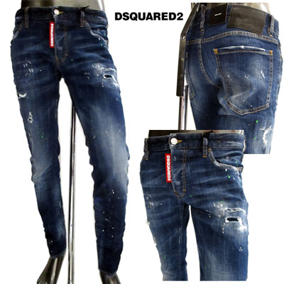 楽天市場 完売 ディースクエアード Dsquared2 メンズ デニム パンツ 革パッチフロントデカタグ付クラッシュ ペイント加工スキニーパンツ インディゴ ブルー S71lb0637 S 470 R853 91a 送料無料 Smtb Tk ガッツ ブランドショップ