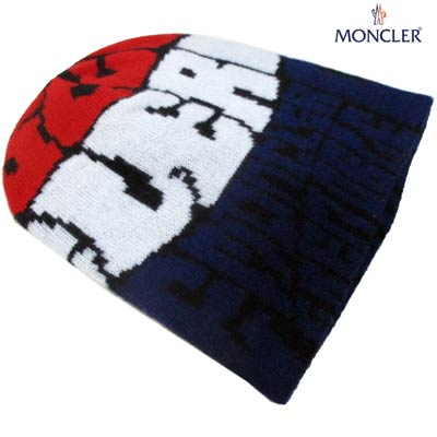 モンク線路グルノーブル MONCLER GRENOBLE メンズ かぶり笠 旗がしら 編み物旗がしら ロゴタイプ ユニ一発やる可 カシミール混トリコロールカラー・ロゴ入り口・入口編み物帽 マルチ色合い赤 紺色 黒 9973400 A9158 985 (R40500)  91A【貨物輸送無料】 【smtb-TK】