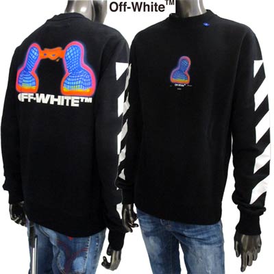 オフホワイト OFF-WHITE メンズ トップス スウェット トレーナー ロゴ フロント・バックフロントOFF-WHITEロゴ入りスウェット ブラック OMBA025E 19E30006 1088 (R73700) 91A【送料無料】 【smtb-TK】