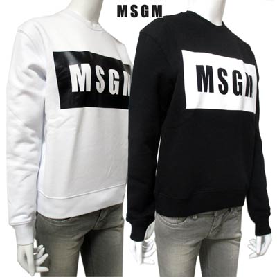エムエスジーエム MSGM レディース トップス スウェット トレーナー ロゴ 2color MSGMボックスロゴ付スウェット 白/黒 2741MDM96 195799 01/99 (R28600) 91A【送料無料】 【smtb-TK】|ガッツ ブランドショップ
