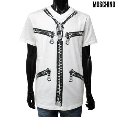 【楽天市場】【完売】モスキーノ MOSCHINO メンズ トップス Tシャツ 半袖 ロゴ MOSCHINOZIPプリントTシャツ ホワイト