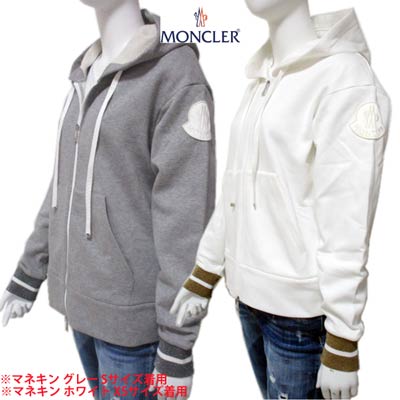 モンク軌跡 MONCLER レディース トップス パーカー フーディー ロゴタイプ 2color 腕分け取りビッグロゴワッペン付ジップアップパーカー 白/灰 8G70300 V8101 987/032 (R97900) 02S 春夏 【貨物輸送無料】 【smtb-TK】