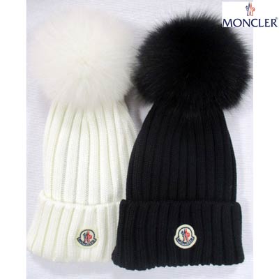 【楽天市場】モンクレール MONCLER レディース 帽子 ニット帽 ニットキャップ ロゴ 2color ウール/フォックスファー使用