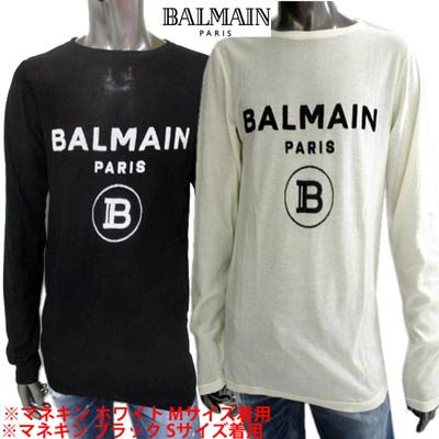 【楽天市場】バルマン BALMAIN メンズ トップス ロンT 長袖 ロゴ 2color パイル地BALMAIN PARIS・Bロゴ付きロング