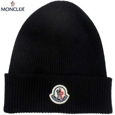モンク線路 MONCLER メンズ かぶり笠 編み物帽 旗がしら ユニ一発やる可 フロントワッペンロゴ付き添い人羊毛編み物帽 黒いこと 3B70500 A9342 999 (R29700/R28600/R44000)  2025年秋冬新作【貨物輸送無料】 【smtb-TK】