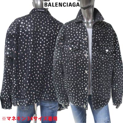 楽天 バレンシアガ Balenciaga メンズ アウター ジャケット デニムジャケット ユニセックス可 マルチスタッズ ドット 星 ハート ネック部分ロゴ付きデニムジャケット 黒 Tbp47 1052 R2100 02a 年秋冬 Smtb Tk ガッツ ブランドショップ 海外