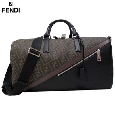 フェンディ FENDI メンズ 鞄 ボストンバッグ ショルダーバッグ ユニ一発やる可 ズッカ柄 FF柄・向こう正面曲がったジップポケット・ジップロゴ目じるし付き添い人ボストンバッグ 赤銅色 7VA496 A9XS F199B (R311300)  02A 秋冬【貨物輸送無料】 【smtb-TK】
