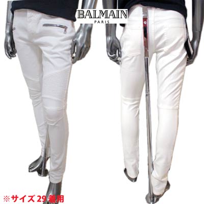 バルマン Balmain メンズファッション メンズ パンツ ボトムス ロゴ バルマン Balmainロゴ刻印ジップ ボタン付きバイカーホワイトパンツ Smtb Tk 白 0fa 12s 032d 送料無料 21年春夏新作 Smtb Tk Vh1mg005 R
