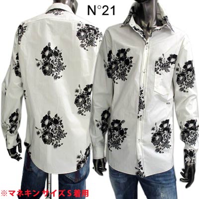 楽天ランキング1位 楽天市場 ヌメロベントゥーノ N 21 メンズ トップス シャツ 長袖 ロゴ 総柄花柄プリント チェストポケット部分n 21ロゴ刺繍付カジュアルシャツ ホワイト G043 0080 S1w1 R 121 21年春 夏新作 送料無料 Smtb Tk ガッツ ブランド