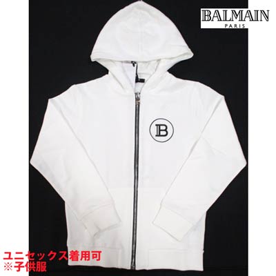 BALMAIN  ロゴプリント コットンブレンド ジャージー パーカー 関税込】BALMAIN ロゴ刺繍コットンジャージーパーカー (BALMAIN