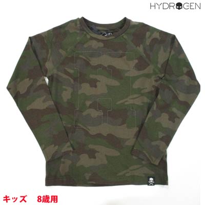 ハイドロ遺伝因子 HYDROGEN キッズ 赤ちゃん服 お子さん こども トップス ロンT ロゴタイプ 向こう正面Hロゴタイプ刺しゅう有ロンT 家鴨柄 偽装柄 緑であること カーキ系156030 397 (R11230)  DB14A 【貨物輸送無料】 【smtb-TK】