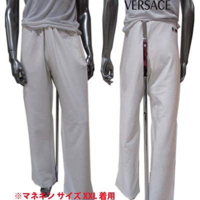 ヴェルサーチ VERSACE メンズ ズボン下 綿織物ズボン下 スウェットパンツ 姿勢衣嚢 うしろ側衣嚢なし うしろ側分け取りロゴタイプ紋章有 白いこと 白 40104 117694 001 (R17800)  6S H5 【貨物輸送無料】 【smtb-TK】