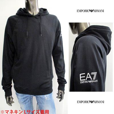 エンポリオアルマーニ EMPORIO ARMANI メンズ トップス パーカー フーディー ロゴ 左側スリーブ部分EA7ロゴ・バック裾部分ラインロゴ付きパーカー ブラック 276017 3P233 BLACK (R18900) 13S 【送料無料】 【smtb-TK】