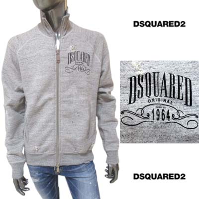 ディースクエアード DSQUARED2 メンズ トップス スウェット トレーナー チェスト部分/ジップ刻印ロゴ・ダメージ/ペンキ加工入りジップアップスウェットシャツ グレー S71HG0005 S25148 858M (R90800) 【送料無料】【smtb-tk】 13A