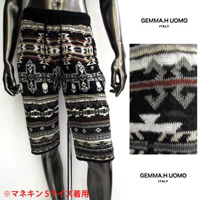 ジャンマアッカウォモ GEMMA H UOMO メンズ パンツ ボトムス ハーフパンツ ロゴ ネイティブ柄・スカルロゴ付きハーフパンツ ブラック UVL-JQ13 ATCAZL BLACK (R28350) DB13S 【送料無料】 【smtb-TK】
