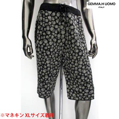 ジャンマアッカウォモ GEMMA H UOMO メンズ パンツ ボトムス ハーフパンツ ロゴ 総柄スカルロゴ付きハーフパンツ ブラック グレー UVL-JQ03 TP0ALZ BLACK (R28350) DB13S 【送料無料】 【smtb-TK】 21,263円