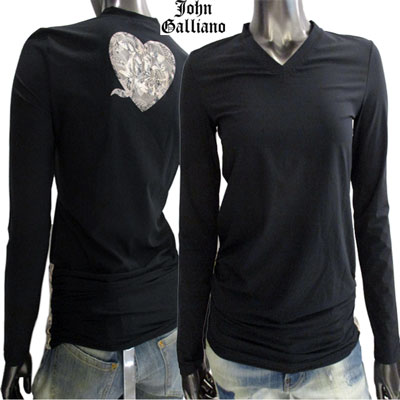 Galliano ジョンガリアーノ　伸縮ストレッチ　デザイン vネック tシャツ Galliano ジョンガリアーノ 伸縮ストレッチ デザイン vネック t