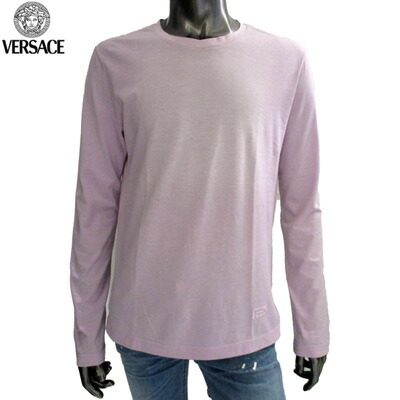 【訳あり 色焼け/汚れ等有】ヴェルサーチ Tシャツ メンズ ロンT VERSACE グレカ柄入り長袖コットンTシャツ ピンク 0979617 70 VER (R29800)(W11800) 【送料無料】【smtb-tk】 IT10S|ガッツ ブランドショップ