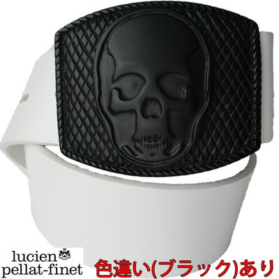 最安 楽天市場 バックル残り3 ルシアンペラフィネ Lucien Pellat Finet ベルト ユニセックス メンズ ブランドロゴ 色違い ベルト黒 あり ベルト白 ホワイト スカルバックル バックル取り外し可能 Belt26 White Black R 楽ギフ 包装 Smtb Tk 送料
