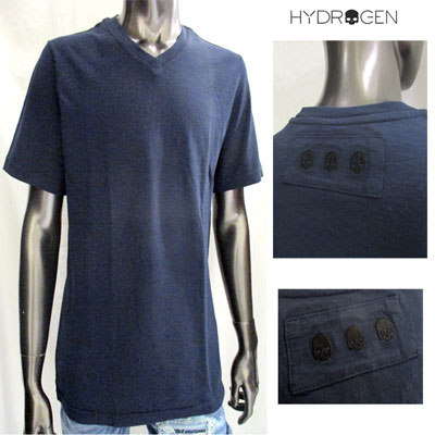 ハイドロゲン HYDROGEN メンズ バックスモールスカル刺繍入りカットソー スカル ロゴ 刺繍 カットソー ネイビー 紺 色違い(ホワイト)あり 180648 013 61S (R19440)【送料無料】 【smtb-TK】｜ガッツ ブランドショップ