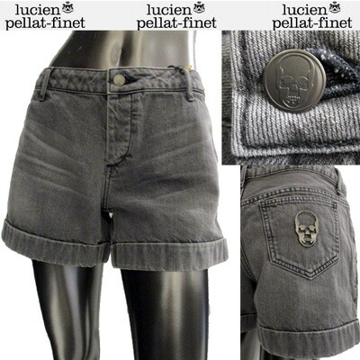 ルシアンペラフィネ lucien pellat-finet レディース パンツ ボトムス ハーフパンツ ロゴ ボタンスカルロゴ刻印・バックポケットスカルロゴプレート付ホットパンツ DE 74F GREY 14S (R65800)【送料無料】【smtb-TK】|ガッツ ブランドショップ