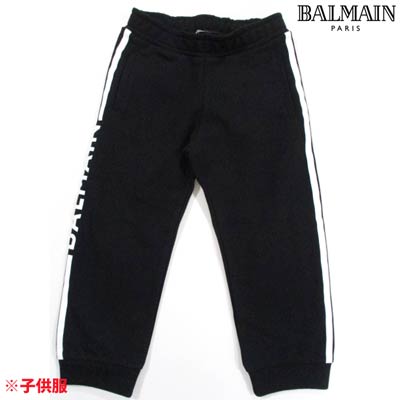 バルマン BALMAIN メンズ キッズ 子供服 パンツ ボトムス ロゴ ポケット付・サイドBALMAINロゴライン付スウェットパンツ 黒 6O6657 OX370 930 (R25300) 121 春夏【送料無料】 【smtb-TK】