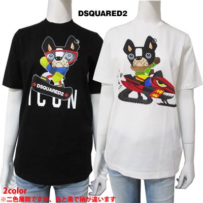 ディースクエアード DSQUARED2 レディース トップス Tシャツ 半袖 カットソー ロゴ 2color ※2色展開ですが、白と黒で柄が違います ICON/dogロゴプリント付Tシャツ S80GC0031 S23009 100/900 (R42900) 122 秋冬【送料無料】 【smtb-TK】｜ガッツ ブランドショップ