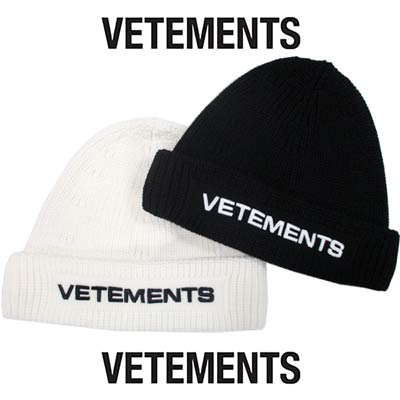 ヴェトモン VETEMENTS メンズ 小物 鳥打ち帽 旗がしら ビーニー 編み物帽 ロゴタイプ 2color ユニ一発やる可 VETEMENTS刺しゅうロゴタイプ付編み物旗がしら 白いこと/黒いこと UA52KN300W/B WHITE/BLACK (R64900)  122 秋冬【貨物輸送無料】 【smtb-TK】