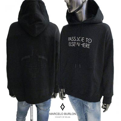 (sale)マルセロバーロン、刺繍入り黒のスウェットシャツ MARCELO BURLON - MARCELO BURLON マルセロバーロン スウェット