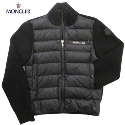 モンクレール Moncler キッズ 子供服 モンクレール アウター ダウンジャケット ニット ジップポケット部分monclerロゴ アーム部分ロゴ付きフロントダウン バックウール素材カーディガン ブラック Gb122 子供服 21年秋冬新作 Gb122 R 9b510 送料無料 999