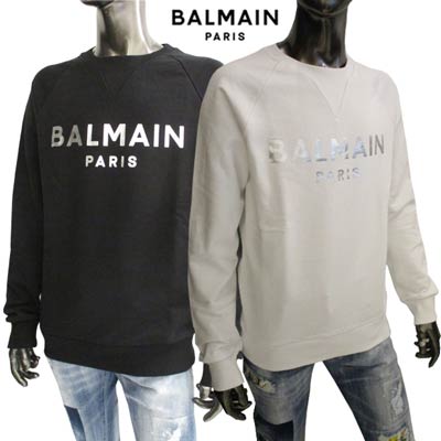 バルマン BALMAIN メンズ トップス トレーナー スウェット ロゴ 2color フロントシルバーBALMAIN PARISロゴ付きトレーナー ホワイト/ブラック XH1JQ005 BB29 GAC/EAC (R75900/R99000) 221 2022年春夏新作 【送料無料】 【smtb-TK】