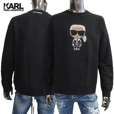カールラガーフェルド KARL LAGERFELD メンズ トップス スウェット ユニセックス可 ロゴ チェストセンター部分ラインストーン バックネック部分KARL LAGERFELDロゴ入り トレーナー 黒 210W1822 999(R39800) 221 春夏【送料無料】 【smtb-TK】
