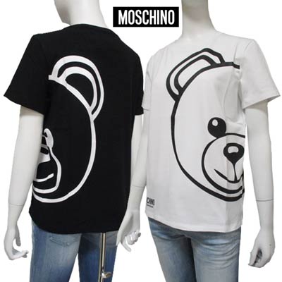 ラブモスキーノ 半袖Ｔシャツ トップス ハート チェッカー柄 レディース USA2サイズ 白×黒 LOVE MOSCHINO ラブモスキーノ 半袖Tシャツ トップス ハート チェッカー柄