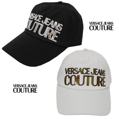 ヴェルサーチジーンズクチュール VERSACE JEANS COUTURE メンズ 帽子 キャップ ユニセックス可 2color VERSACE JEANS COUTURE光沢(金/銀)ロゴ/裏地ロゴラインキャップ 白/黒 72GAZK14 ZS292 G03/LD2 (R13800) 221 春夏新作 【送料無料】 【smtb-TK】｜ガッツ ブランドショップ