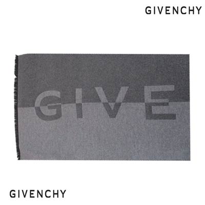 ジバンシー GIVENCHY レディース マフラー 067 222 GIVENCHYロゴ・フリンジ付きバイカラーマフラー 2022年秋冬新作 小物  BG00AB ユニセックス (R102300) ストール G00V ロゴ グレー マフラー・スカーフ 