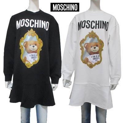 モスキーノ MOSCHINO レディース ドレス ワンピース ロゴ 2color フロントMOSCHINO/ミラーベアーロゴ入りフレアワンピース ホワイト/ブラック V0458 5428 7001/7555 (R128700) 222 2022年秋冬新作 【送料無料】 【smtb-TK】
