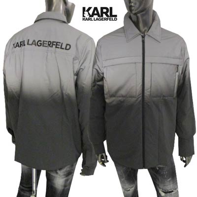カールラガーフェルド KARL LAGERFELD メンズ アウター 上衣 ユニ一発やる うしろ側/ジップ/レフトサイドタグ構成成分ロゴタイプ・胸衣嚢付き添い人グラデーション上衣 しろがね色黒いこと 226W1585 291 BKSIL (R69000)  222 2022年秋冬新作 【貨物輸送無料】 【smtb-TK】