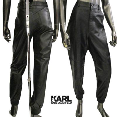 カールラガーフェルド KARL LAGERFELD メンズ ボトムス パンツ ラムスキン ロゴ ユニセックス可 ボタンKロゴ刻印・ロゴ刺繍入りレザーパンツ ブラック 226W1902 999 BLACK (R128000) 222 2022年秋冬新作 【送料無料】 【smtb-TK】｜ガッツ ブランドショップ