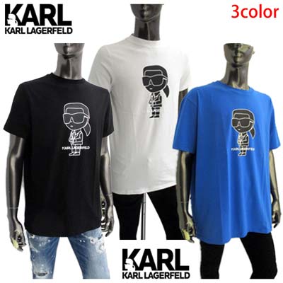 カールラガーフェルド KARL LAGERFELD メンズ トップス Tシャツ 半袖 ロゴ 3color フロントKARL LAGERFELDロゴ・バックネック部分ロゴ入りTシャツ ホワイト/ブルー/ブラック 755086 531221 10/650/990 (R22000) 321 2023年春夏新作 【送料無料】 【smtb-TK】