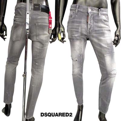 ディースクエアード DSQUARED2 メンズ ジーンズ ボトムス デニムパンツ SKATER JEANS ダメージ加工・フロントボタンフライ部分ロゴタグ・バックレザーロゴパッチ付デニムパンツ グレー S71LB1095 S30260 852 (R100100) 2022年秋冬新作 【送料無料】 【smtb-TK】｜ガッツ ブランドショップ 55,055円