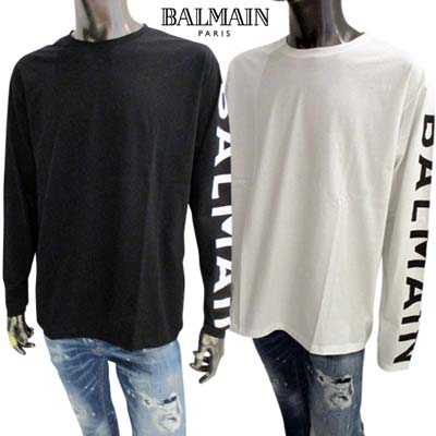 ★ BALMAIN ★ プリントロゴ入り長袖クルーネックTシャツ 楽天市場】バルマン BALMAIN メンズ トップス ロンT 長袖 ロゴ