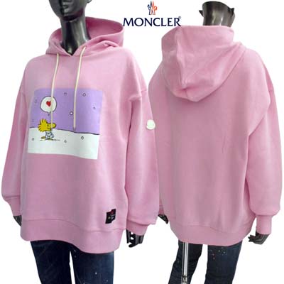 モンク軌跡 MONCLER レディース パーカー フーディ 汗水 ティーシャツ ウッドストック・ロゴタイプ紋章・傍え裾分け取り継ぎ切れ付き添い人PEANUTS二人三脚裏起毛パーカー サクラ色 8G00040 899M9 502 (R134200)  321 2023年春夏新作 【貨物輸送無料】 【smtb-TK】