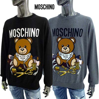 MOSCHINO モスキーノ ベア スェット ワンピース トレーナー ホワイト MOSCHINO (モスキーノ) ベア クルーネック ニットワンピース