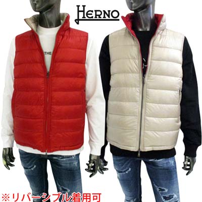 ヘルノ HERNO メンズ アウター ダウンベスト リバーシブル着用可 片面ロゴ入りスナップボタン付きポケット・片面ロゴ入りジップポケット付きシンプルデザインダウンベスト レッド/ベージュ PI0200U 12020 1969 (R82500) 322 2023年秋冬新作 【送料無料】 【smtb-TK】|ガッツ ブランドショップ