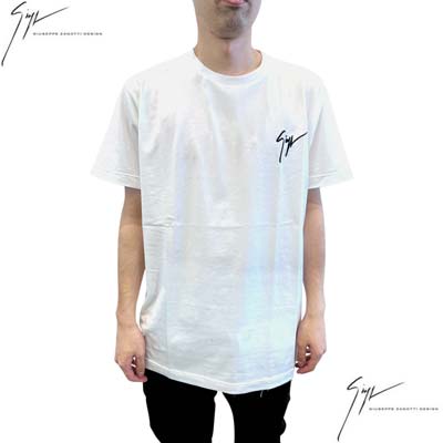 ジュゼッペザノッティ GIUSEPPE ZANOTTI メンズ トップス Tシャツ 半袖 ロゴT チェスト部分ブラックシグネチャー刺繍ロゴ入りショートスリーブTシャツ ホワイト IRU0007 87088 002 (R41800) 421 2024年春夏新作 【送料無料】 【smtb-TK】|ガッツ ブランドショップ