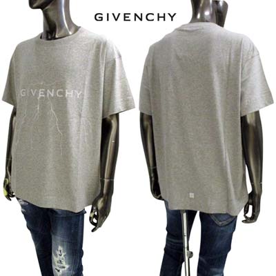ジバンシー GIVENCHY メンズ トップス Tシャツ 半袖 ロゴT フロントシルバーロゴ/サンダーボルトプリント・バック裾4Gモノグラムロゴ入りショートスリーブTシャツ グレー BM71KQ3YJ9 055 (R116600) 421 2024年春夏新作 【送料無料】 【smtb-TK】｜ガッツ ブランドショップ
